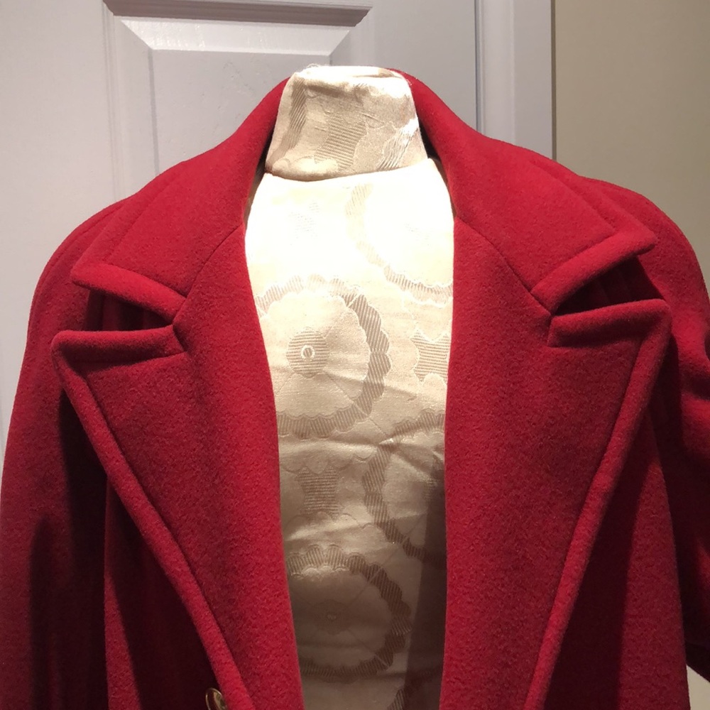 Anna | EUC Red Australian Virgin Lambswool Pea Coat - Picture 6 of 12